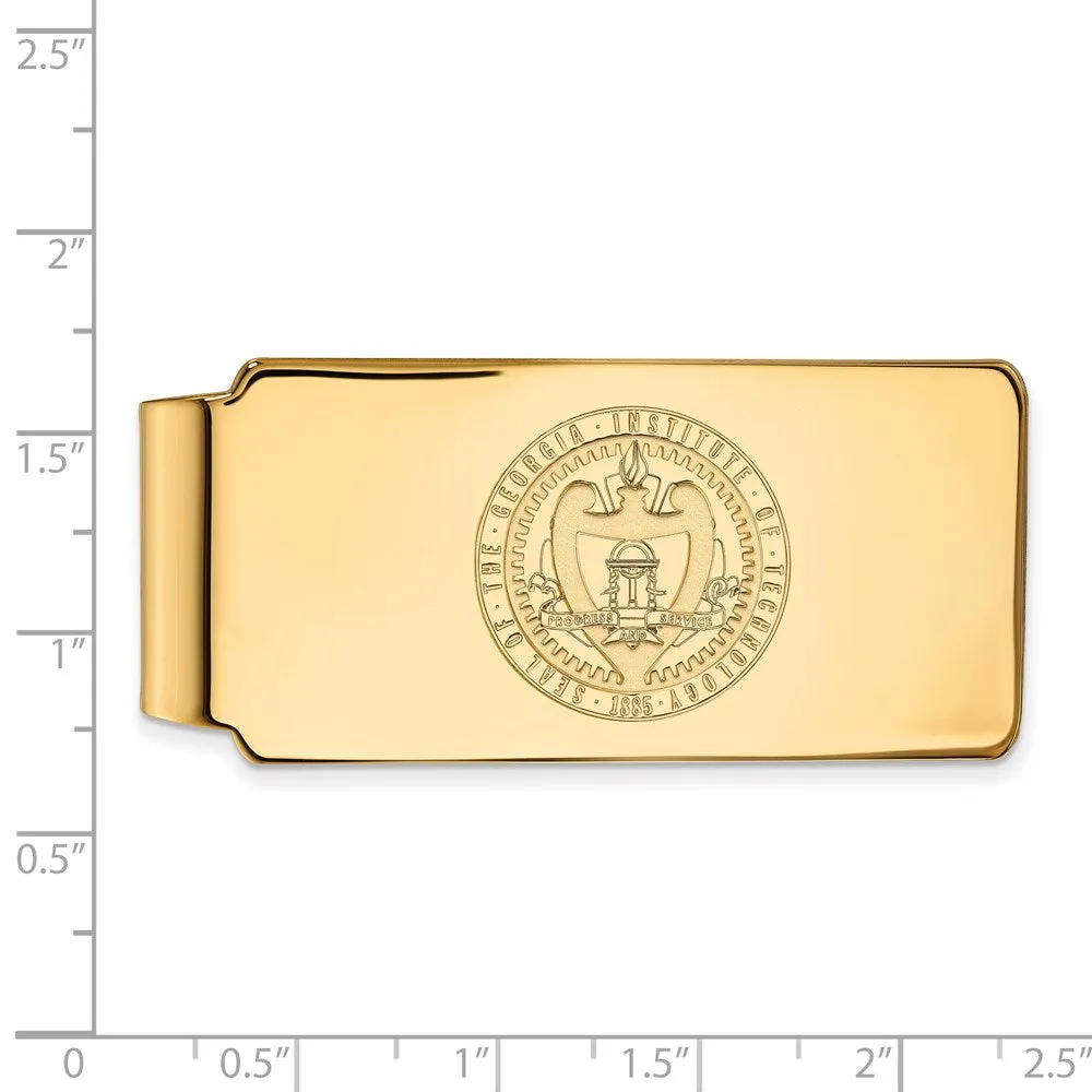 Sterling Silver Gold-plated Georgia Institute of Technology Crest Money Clip