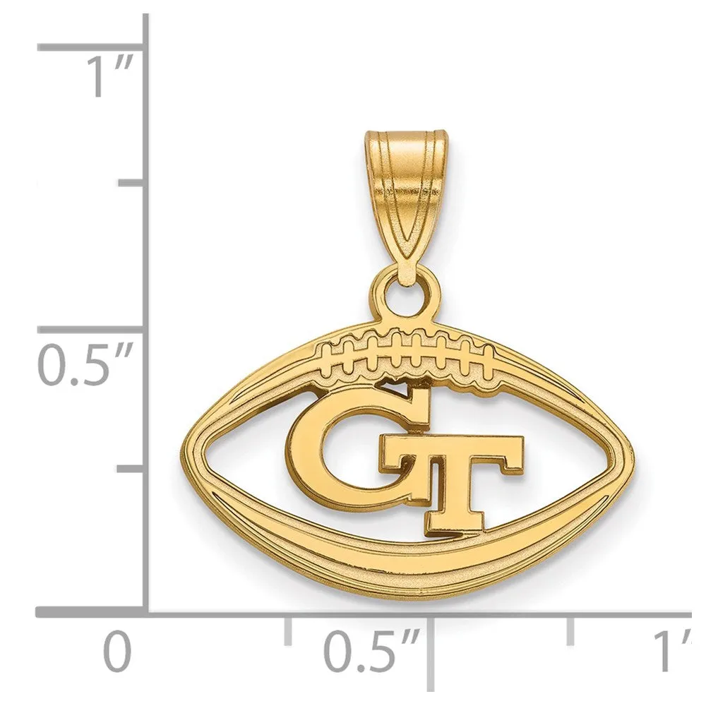 Sterling Silver Gold-plated Georgia Institute of Technology G-T Football Pendant