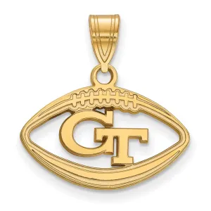 Sterling Silver Gold-plated Georgia Institute of Technology G-T Football Pendant