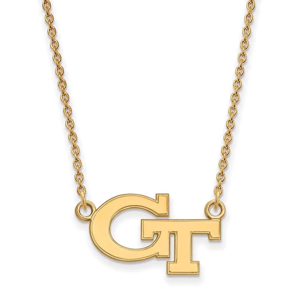 Sterling Silver Gold-plated Georgia Institute of Technology G-T Small Pendant 18 inch Necklace