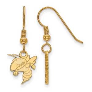 Sterling Silver Gold-plated Georgia Institute of Technology Yellow Jacket Sm Dangle Wire Earrings