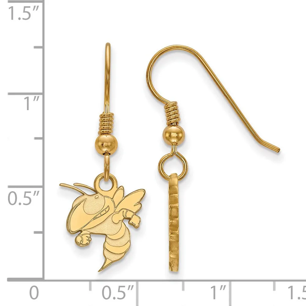 Sterling Silver Gold-plated Georgia Institute of Technology Yellow Jacket Sm Dangle Wire Earrings