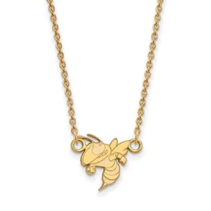 Sterling Silver Gold-plated Georgia Institute of Technology Yellow Jacket Small Pendant 18 inch Necklace