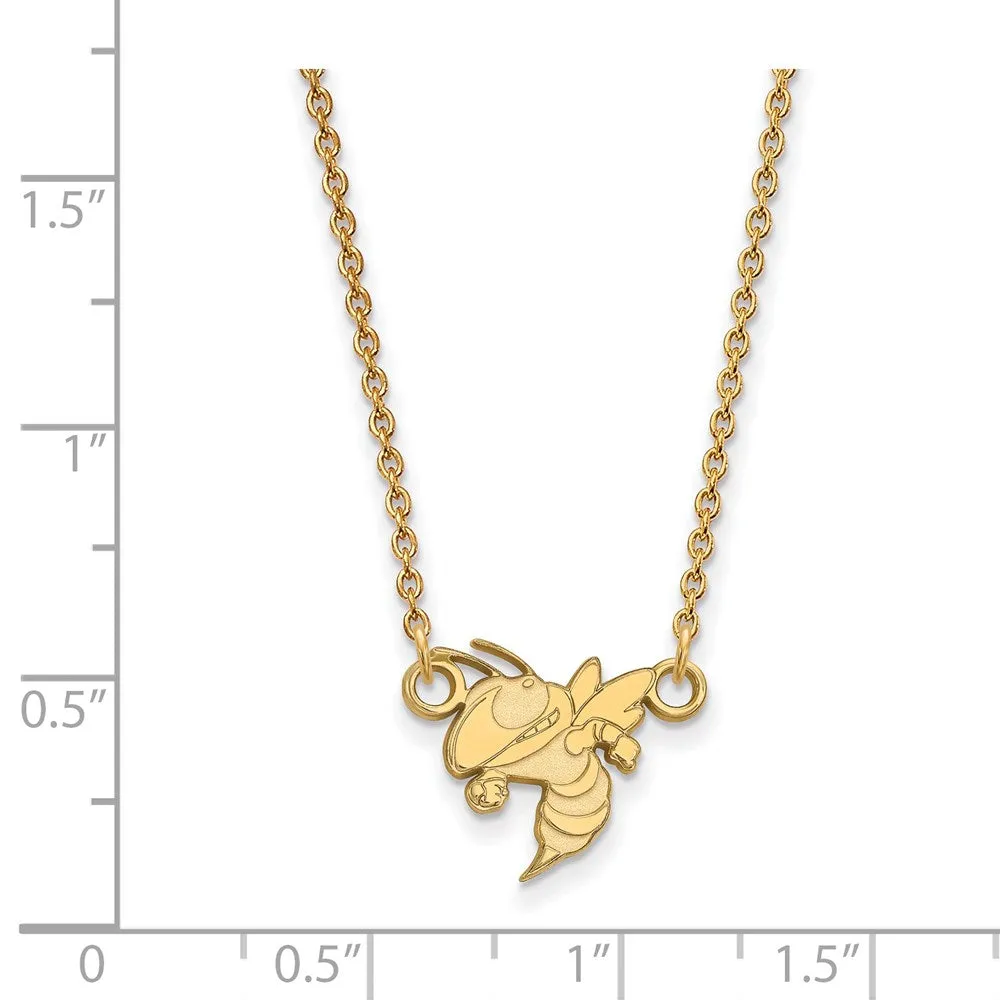 Sterling Silver Gold-plated Georgia Institute of Technology Yellow Jacket Small Pendant 18 inch Necklace