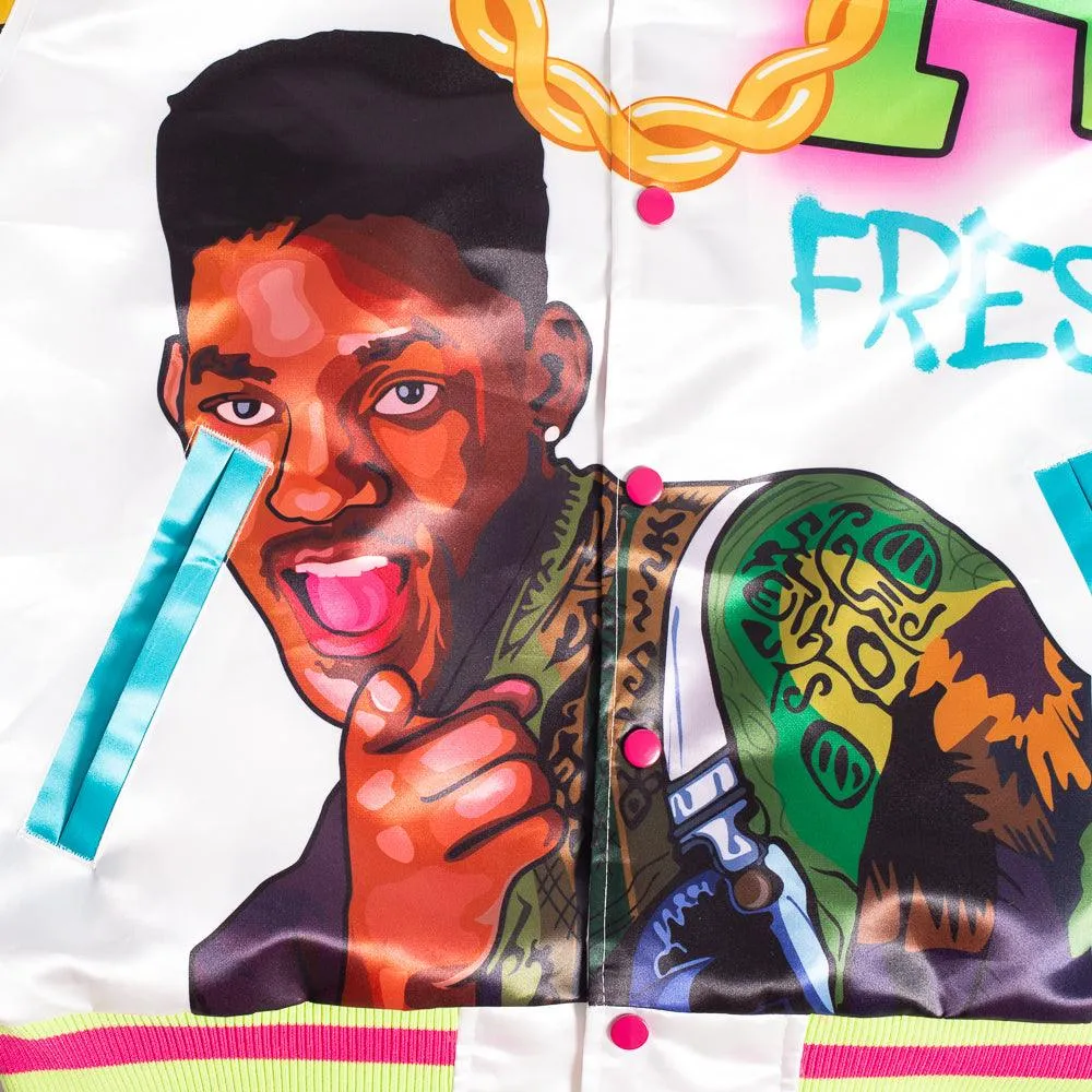 The Fresh Prince Fresh Air Graffiti Satin Jacket White