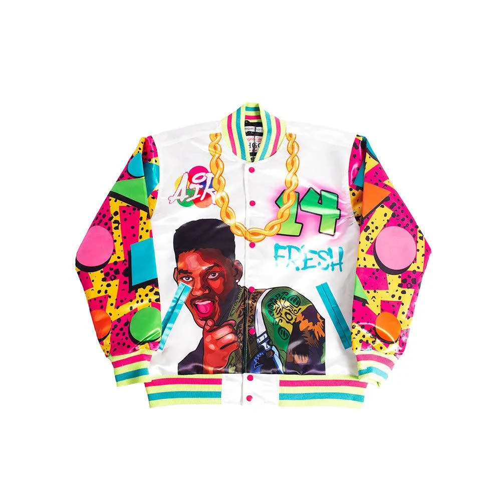 The Fresh Prince Fresh Air Graffiti Satin Jacket White