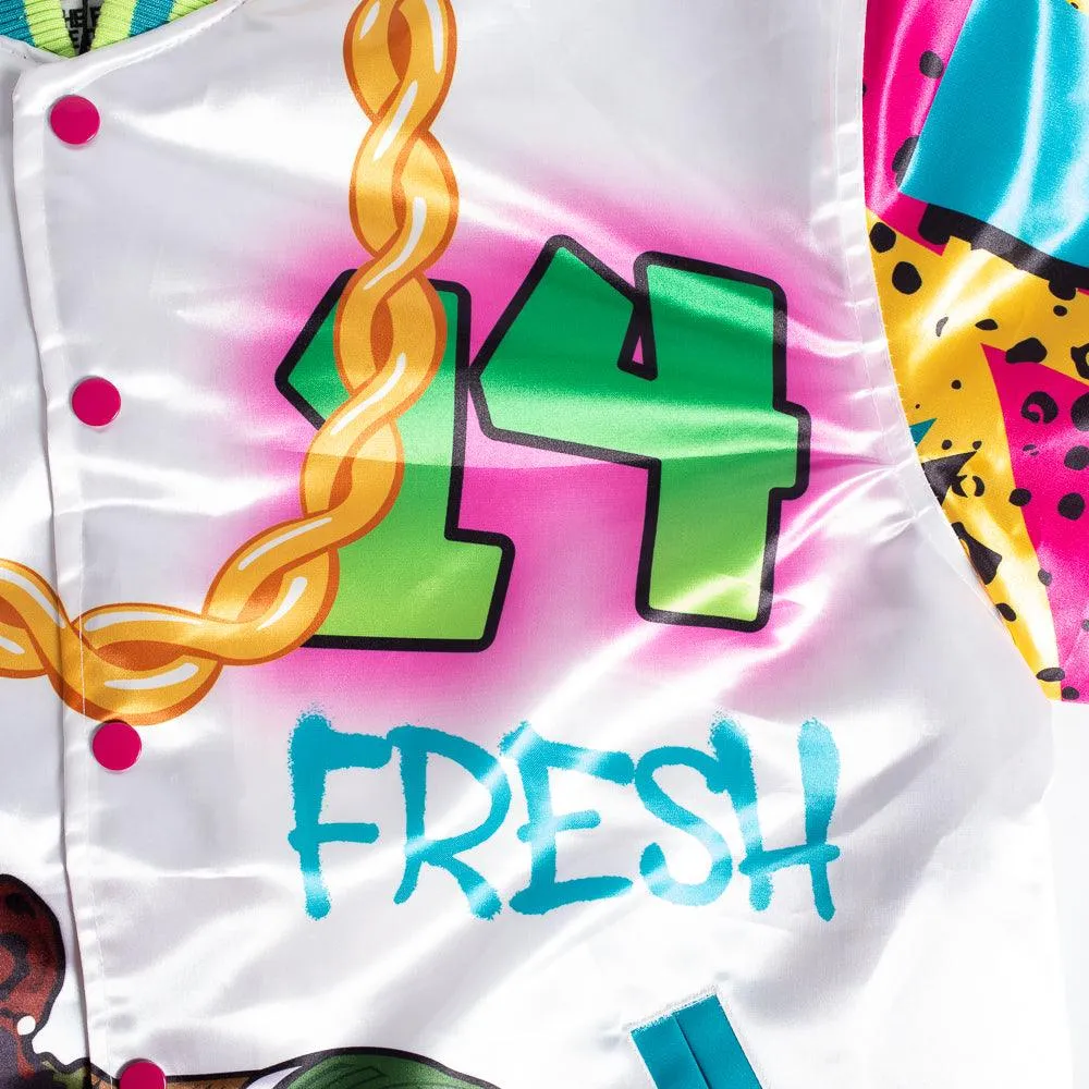 The Fresh Prince Fresh Air Graffiti Satin Jacket White