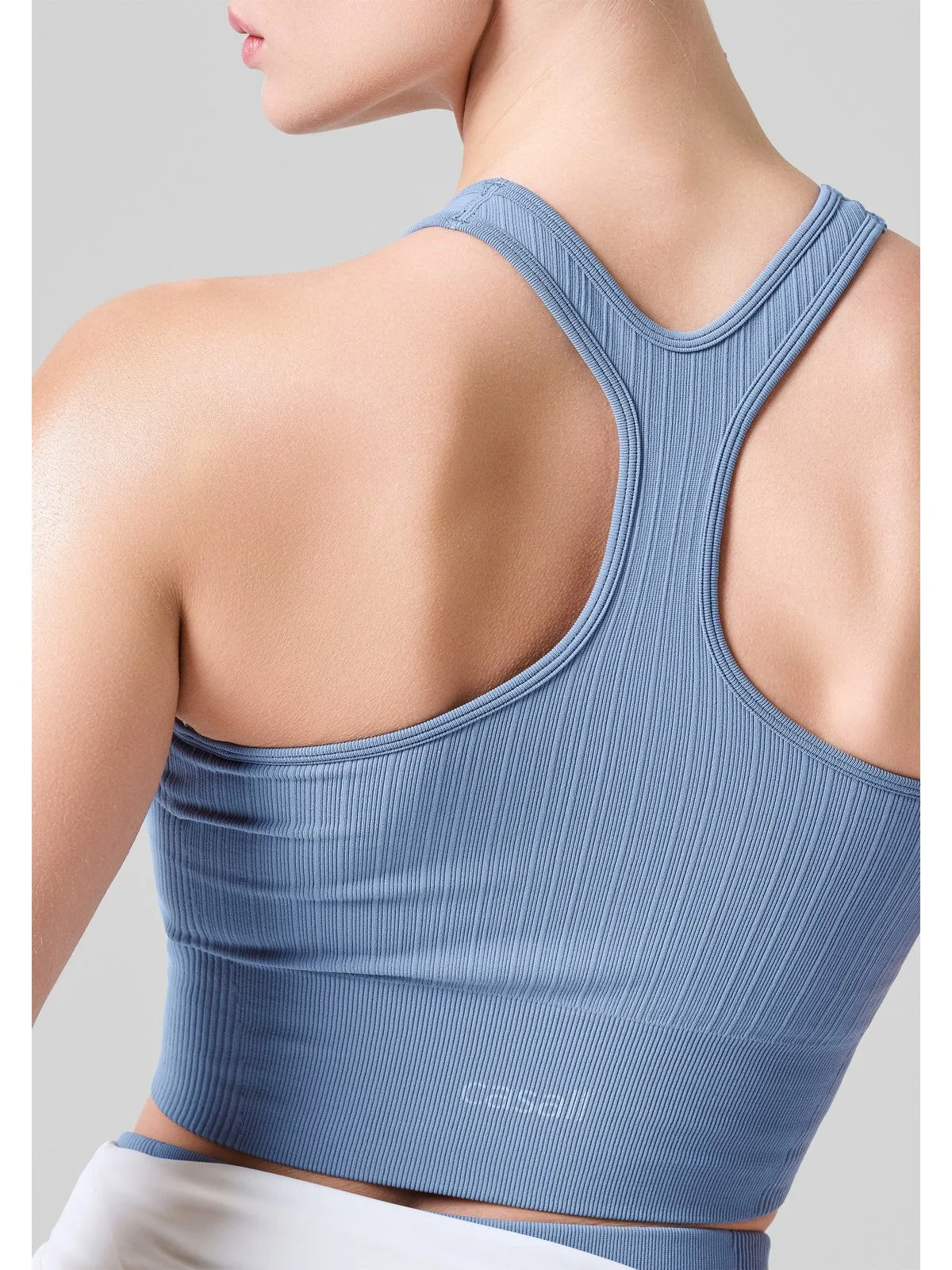 Top CASALL Multi Rib Seamless Padded Sports Top niebieski