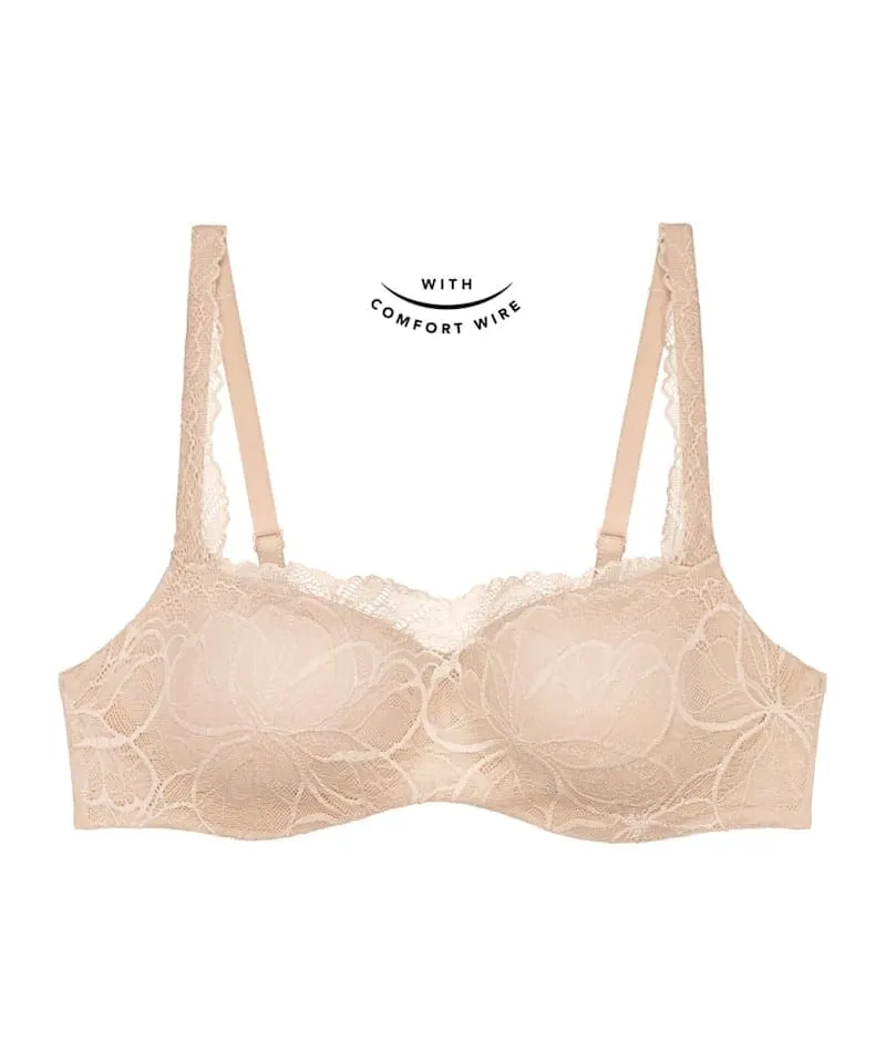 Triumph Body Make-up Illusion Lace Underwired Balconette Bra - Nude Beige