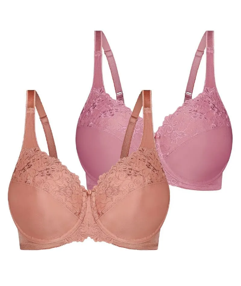Triumph Embroidered Minimiser Bra 2 Pack - Rosebloom/Indian Summer
