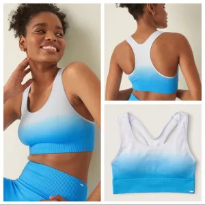 Vs Victorias Secret Pink Seamless Lined Gym Sports Bra Top Hydrangea Blue L