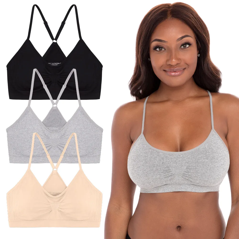 Wireless Sports Bras with Removable Pads - 3 Pack
