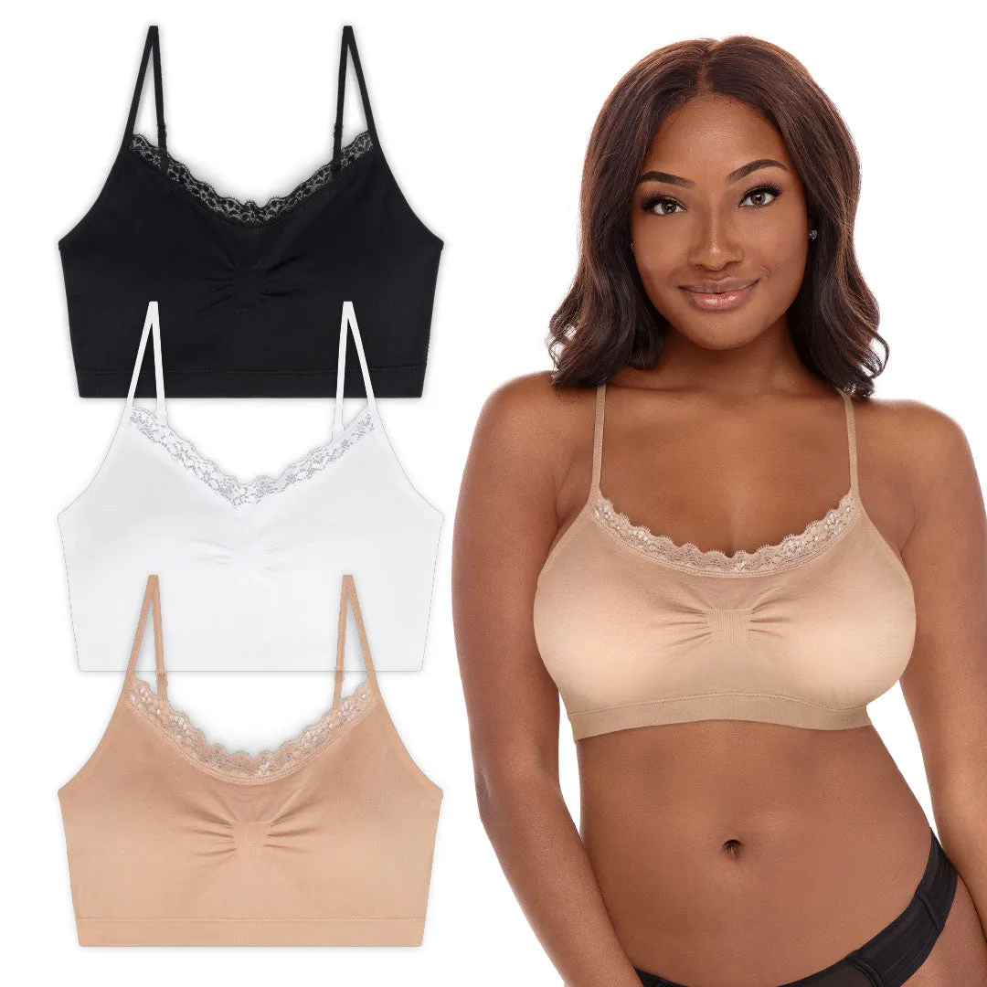 Wireless Sports Bras with Removable Pads - 3 Pack