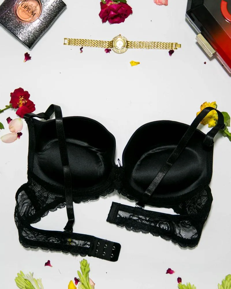 Women Double Padded Underwire Bra - Black - 3005