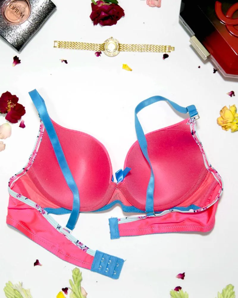 Women Push up Underwire Smoothing Bra - Hot Pink - 678