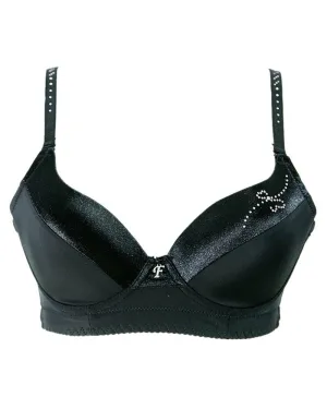 Women's Black Perfectly Fit Deep V Padded up Flourish Bra, Comfort Soft Push up Bra - Single Padded Bra - FL722