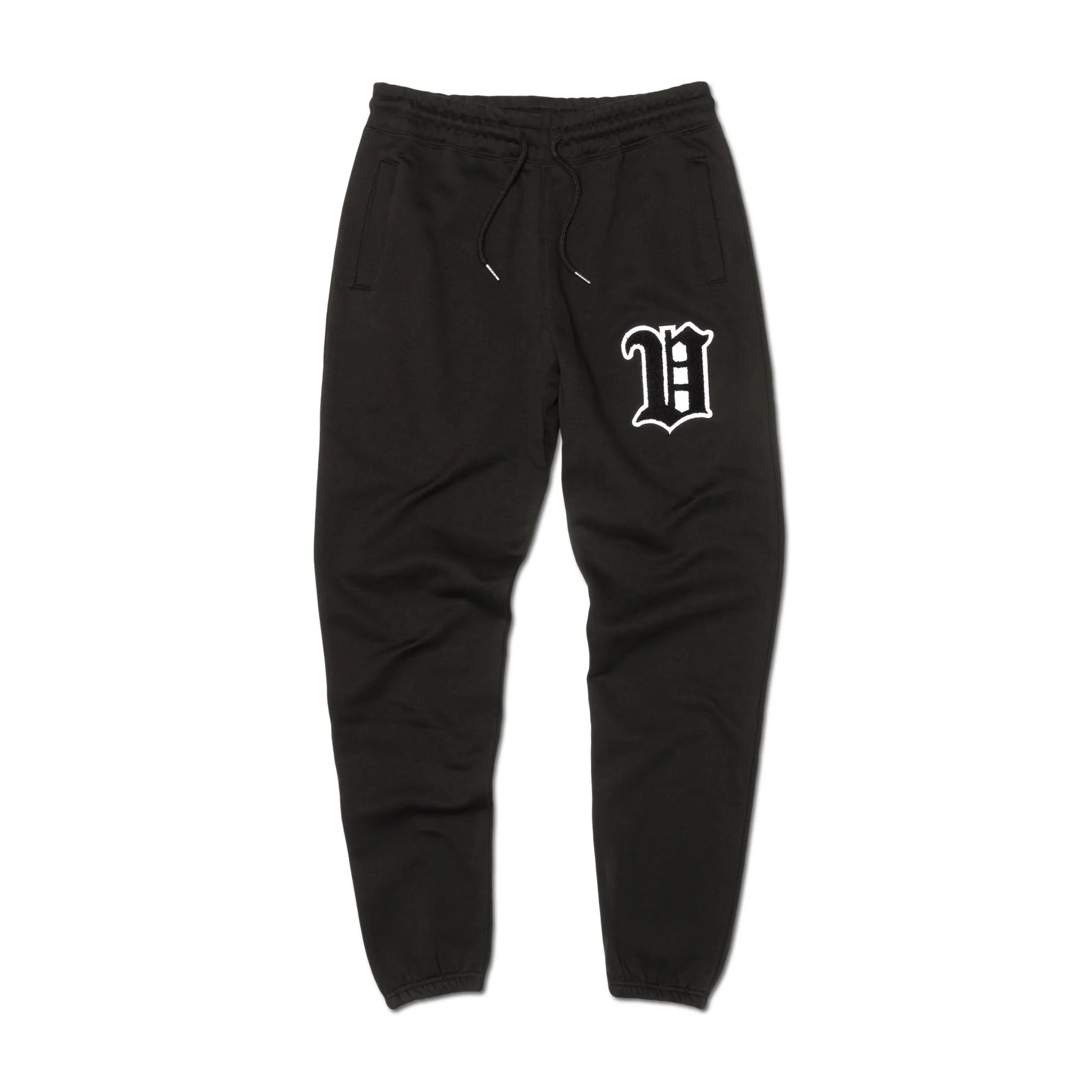 Women's - House of V - Black Varsity Chenille Patch Organic Cotton Sweatpants