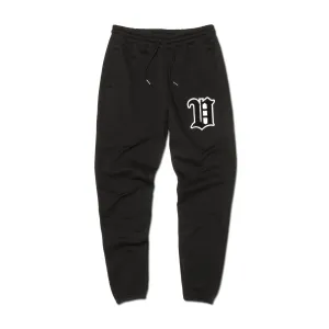 Women's - House of V - Black Varsity Chenille Patch Organic Cotton Sweatpants
