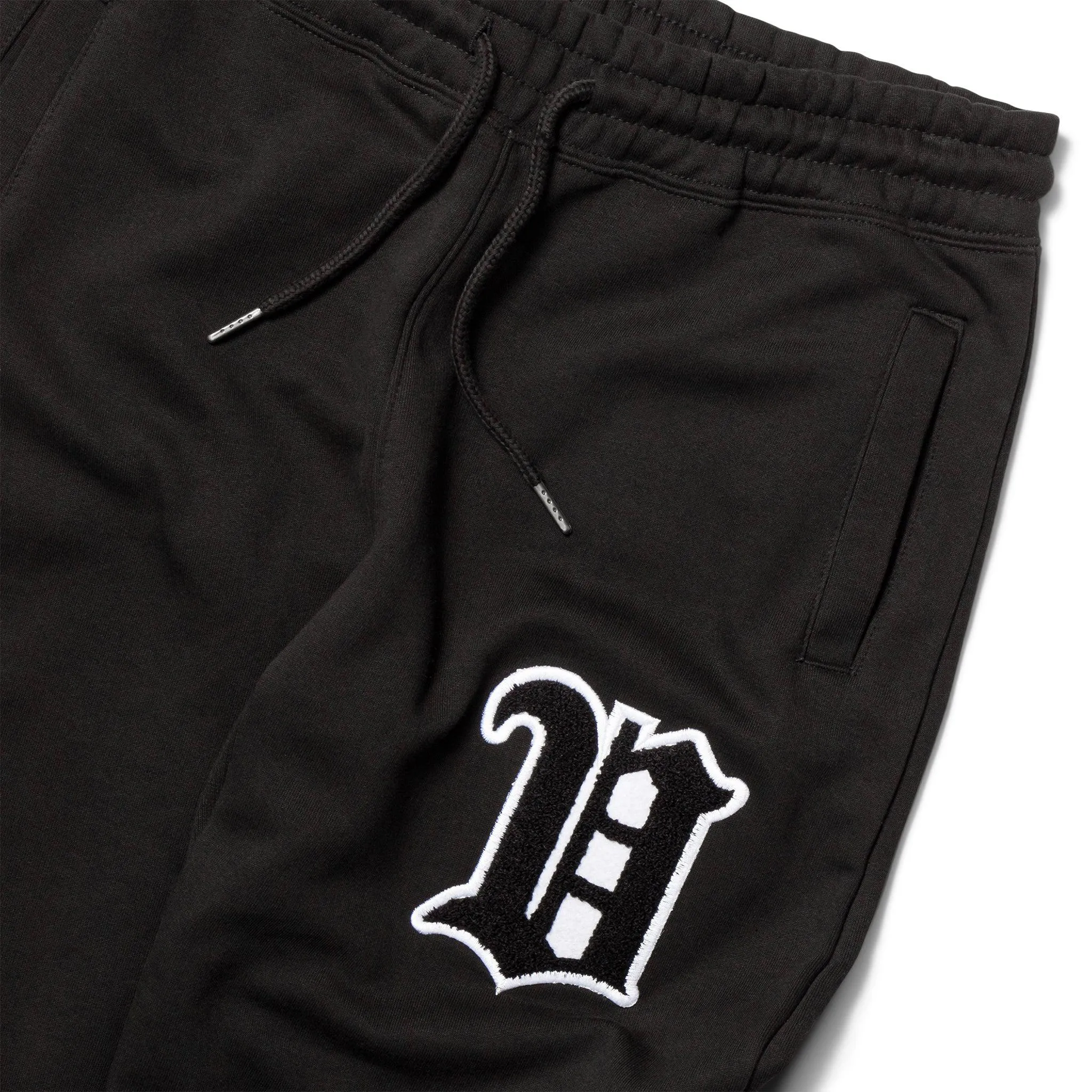 Women's - House of V - Black Varsity Chenille Patch Organic Cotton Sweatpants