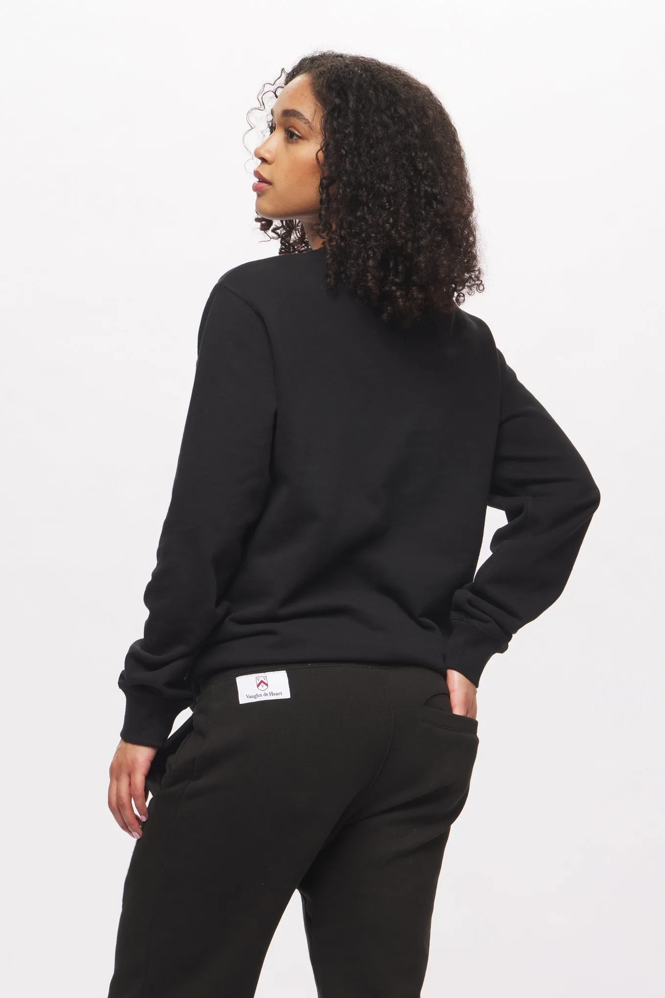 Women's - House of V - Black Varsity Chenille Patch Organic Cotton Sweatpants