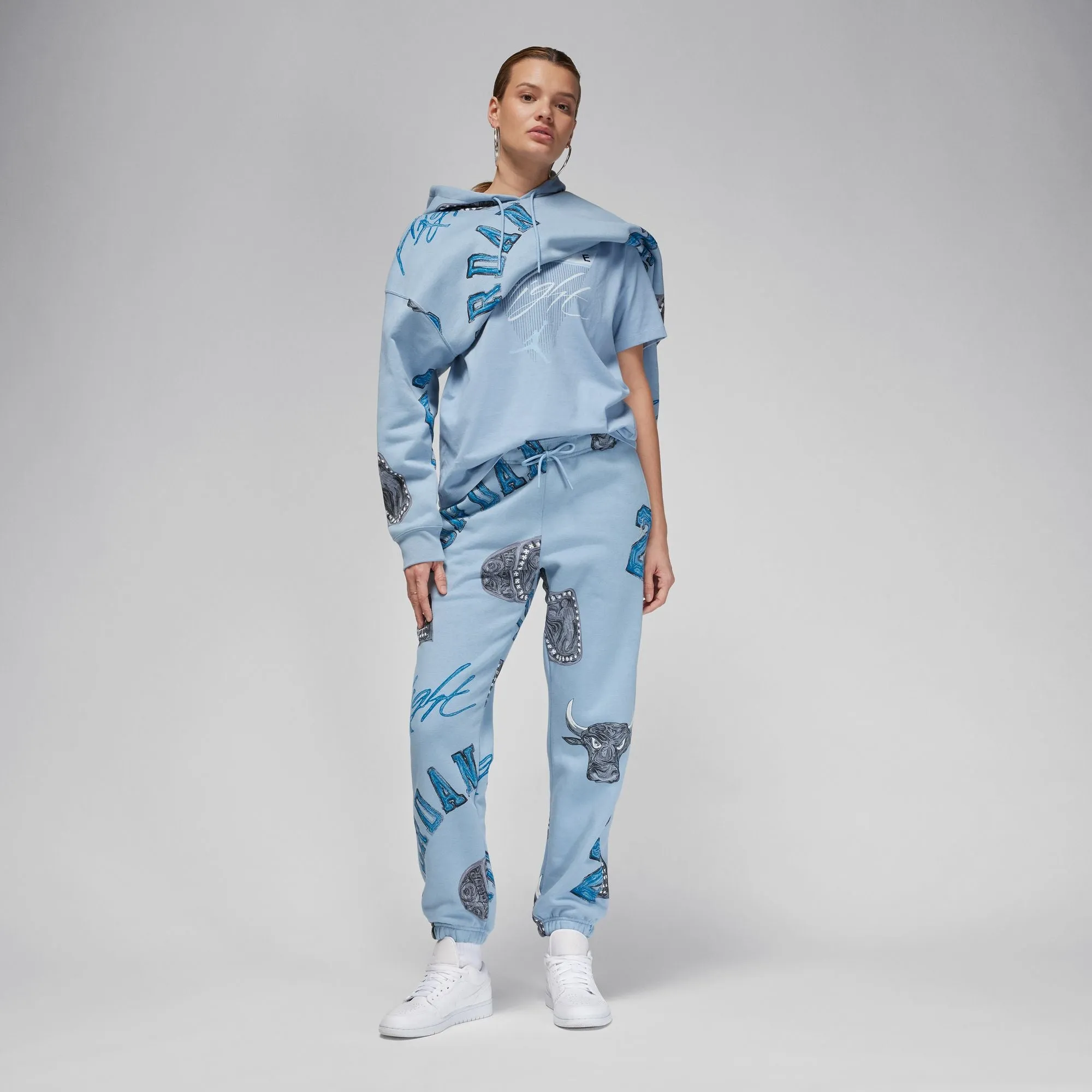 Womens Jordan Brooklyn Fleece Sweatpants 'Blue/Sail'