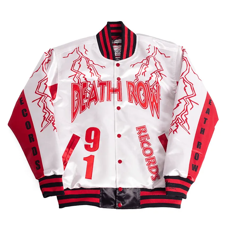 YOUTH DEATH ROW LIGHTNING SATIN JACKET WHITE